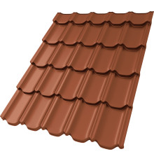 Металлочерепица Grand Line Kvinta Plus 3D 0,5 Satin Matt TX RAL 8004 терракота